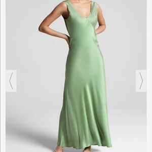 BORDEAUX JADE GREEN SILK BIAS CUT SLIP DRESS